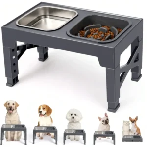 Elevated Dog Bowls, With Slow Feeder Bowl
