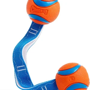 Durable Dog Toy with Two Balls on Nylon Cord